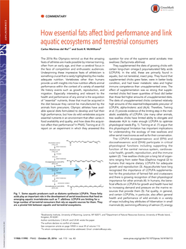 How Essential Fats Affect Bird Performance and Link Aquatic Ecosystems and Terrestrial Consumers