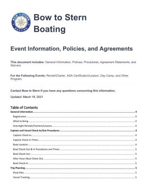 Event Information, Policies, and Agreements