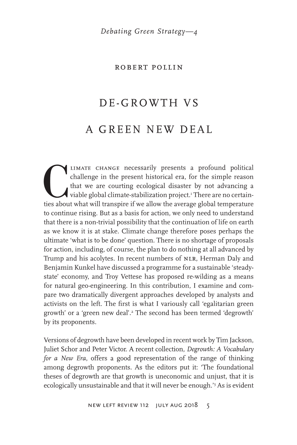Degrowth Vs a Green New Deal
