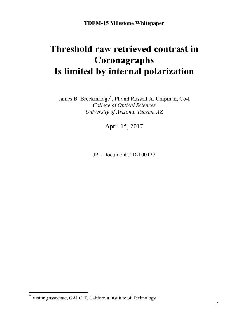 Threshold Raw Retrieved Contrast in Coronagraphs Is Limited by Internal Polarization