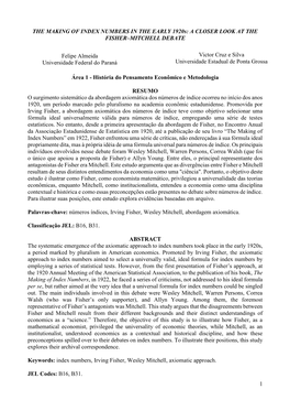 1 the MAKING of INDEX NUMBERS in the EARLY 1920S