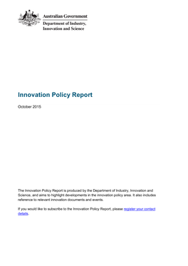 Innovation Policy Report October 2015