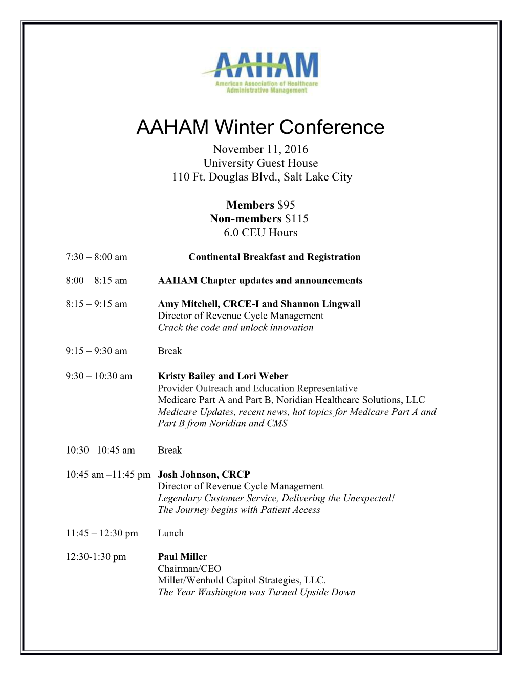 AAHAM Winter Conference