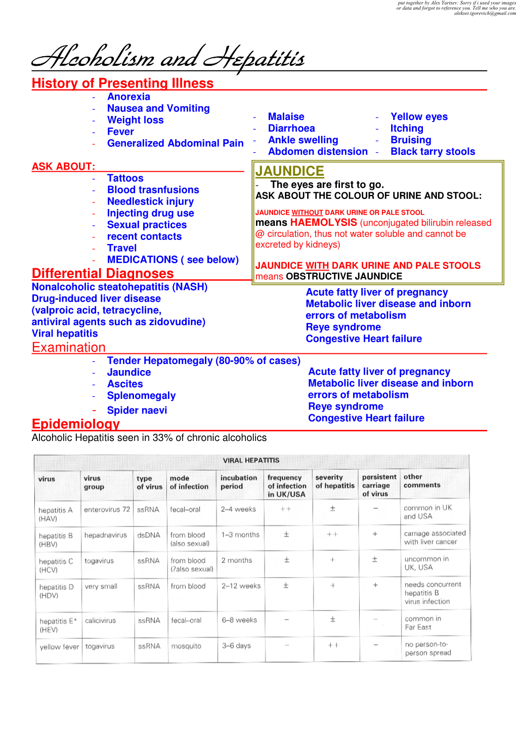 Alcoholism and Hepatitis