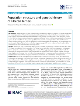 Population Structure and Genetic History of Tibetan Terriers Mateja Janeš1, Minja Zorc2, Vlatka Cubric‑Curik1, Ino Curik1 and Peter Dovc2*