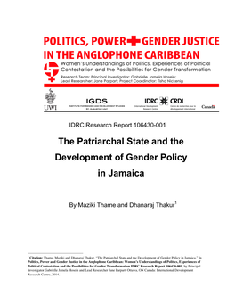 The Patriarchal State and the Development of Gender Policy in Jamaica