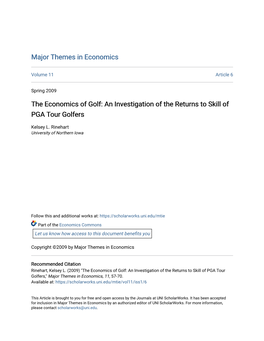 The Economics of Golf: an Investigation of the Returns to Skill of PGA Tour Golfers