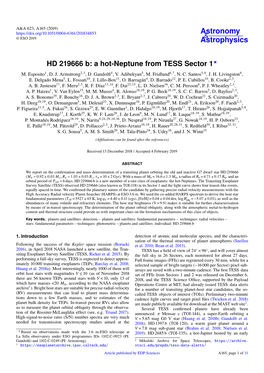 HD 219666 B: a Hot-Neptune from TESS Sector 1? M