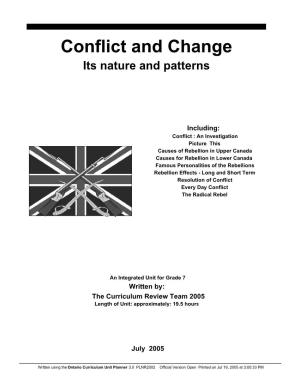 Conflict and Change Its Nature and Patterns