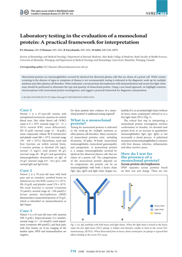 Laboratory Testing in the Evaluation of a Monoclonal Protein: a Practical Framework for Interpretation