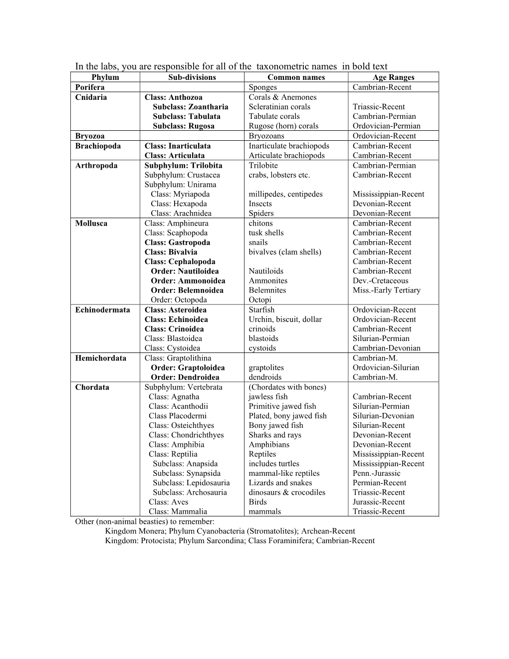 In the Labs, You Are Responsible for All of the Taxonometric Names In