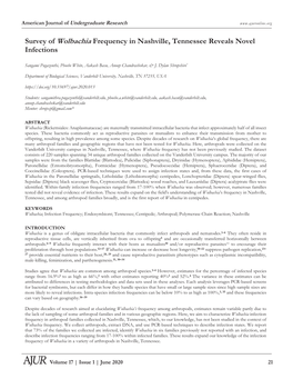 P.21. Survey of Wolbachia Frequency in Nashville, Tennessee Reveals