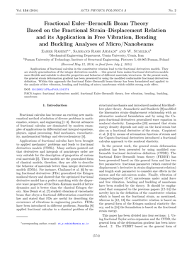 Fractional Euler–Bernoulli Beam Theory Based on the Fractional