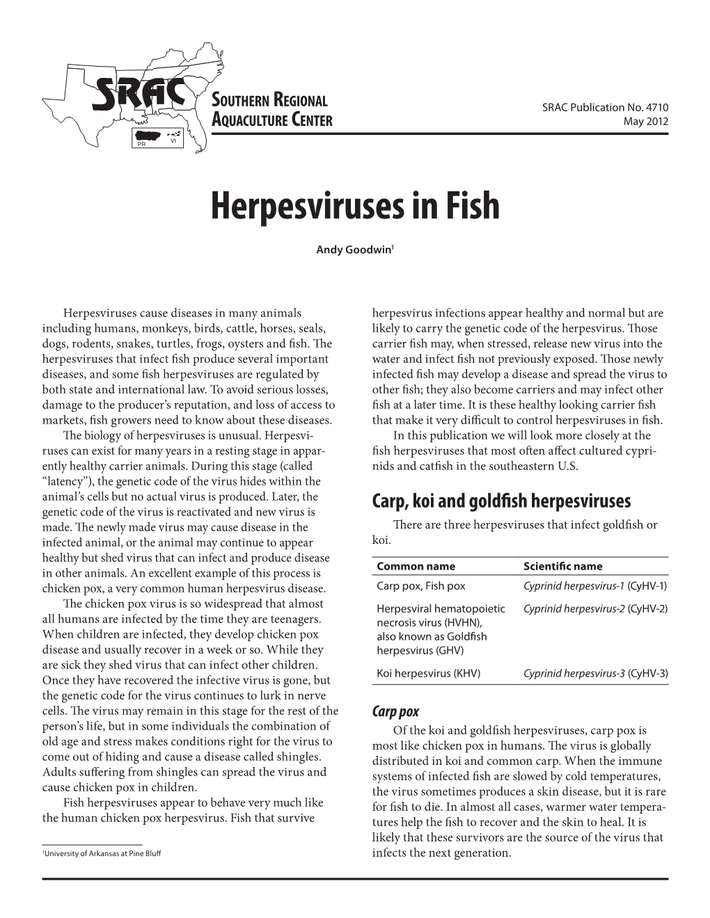 Herpesviruses in Fish