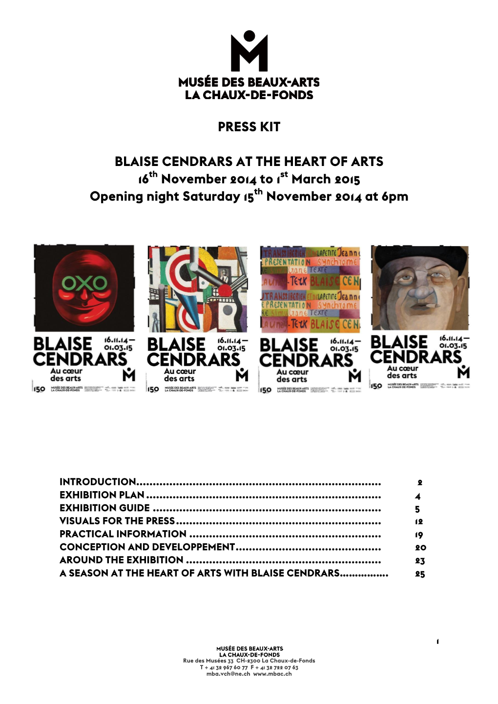 Press Kit Blaise Cendrars at the Heart of Arts 16