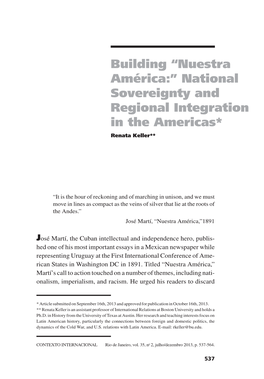 Building" Nuestra América:" National Sovereignty and Regional