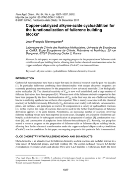 Copper-Catalyzed Alkyne-Azide Cycloaddition for the Functionalization of Fullerene Building Blocks*