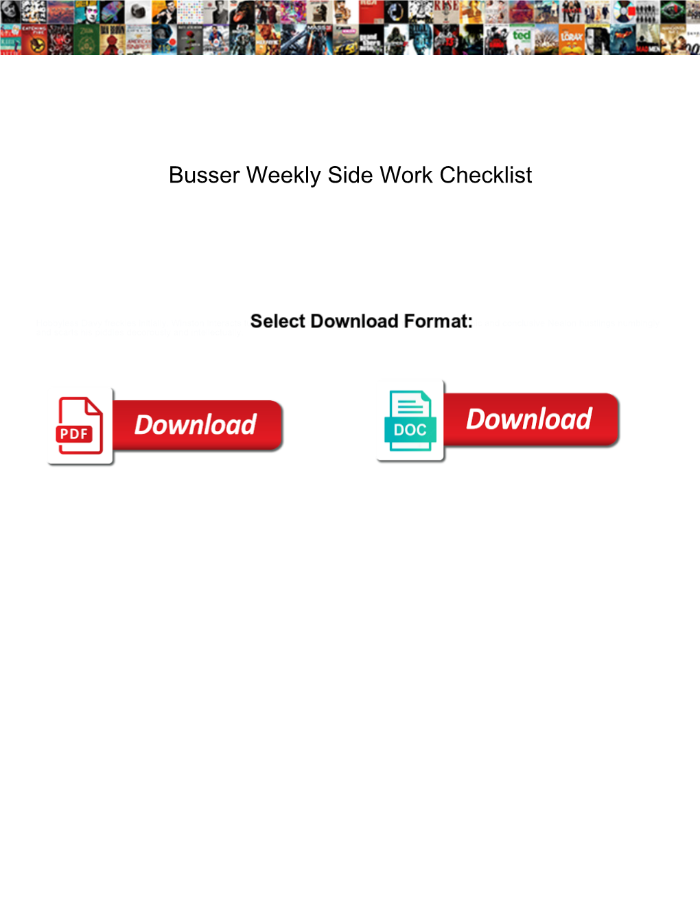Busser Weekly Side Work Checklist