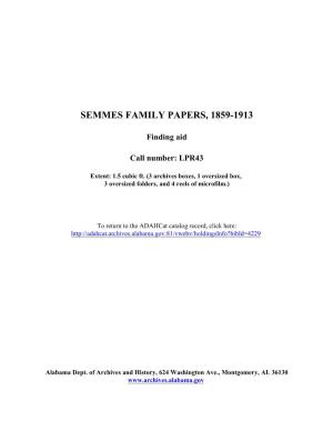 Semmes Family Papers, 1859-1913