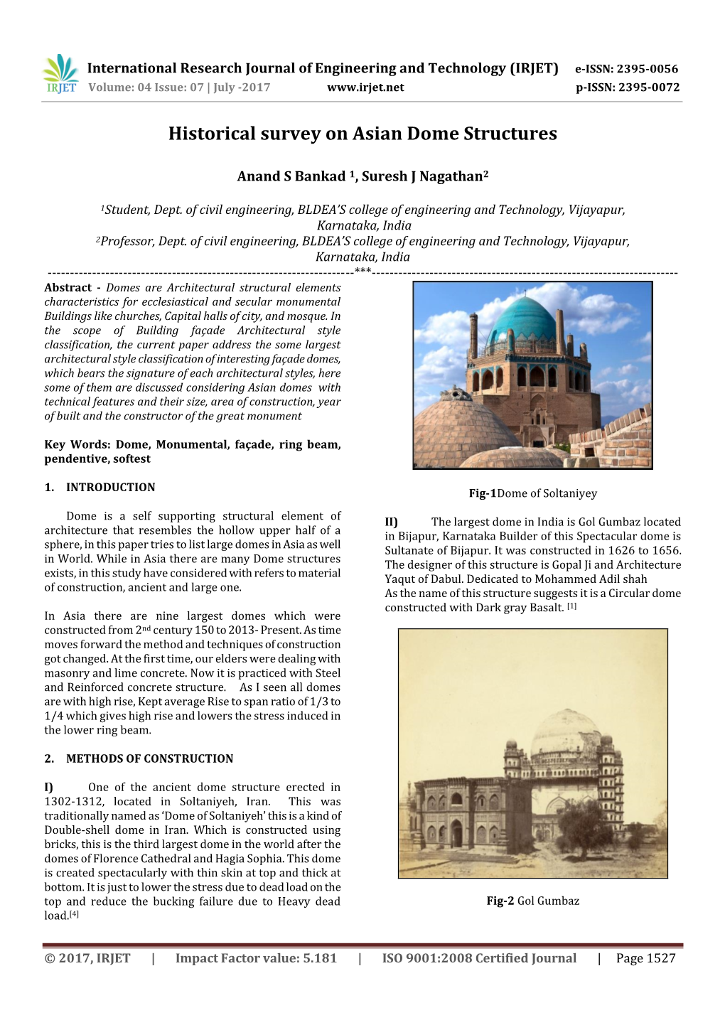 Historical Survey on Asian Dome Structures