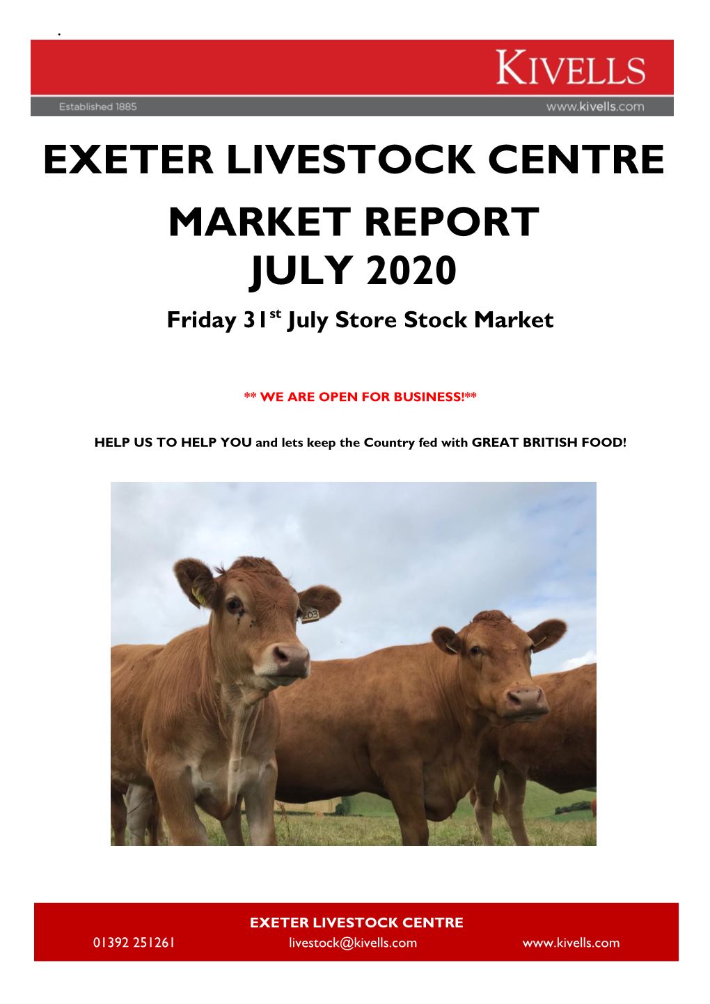 Exeter Livestock Centre Market Report July 2020