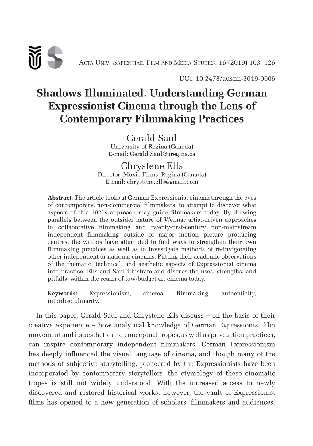 Shadows Illuminated. Understanding German Expressionist Cinema