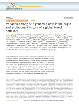 Variation Among 532 Genomes Unveils the Origin and Evolutionary