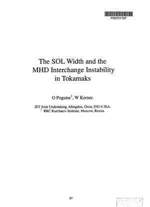 The SOL Width and the MHD Interchange Instability in Tokamaks