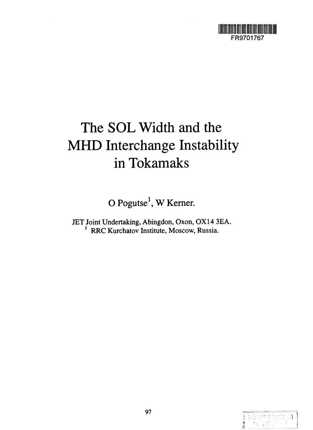 The SOL Width and the MHD Interchange Instability in Tokamaks