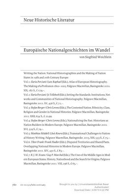 Neue Historische Literatur Europäische Nationalgeschichten