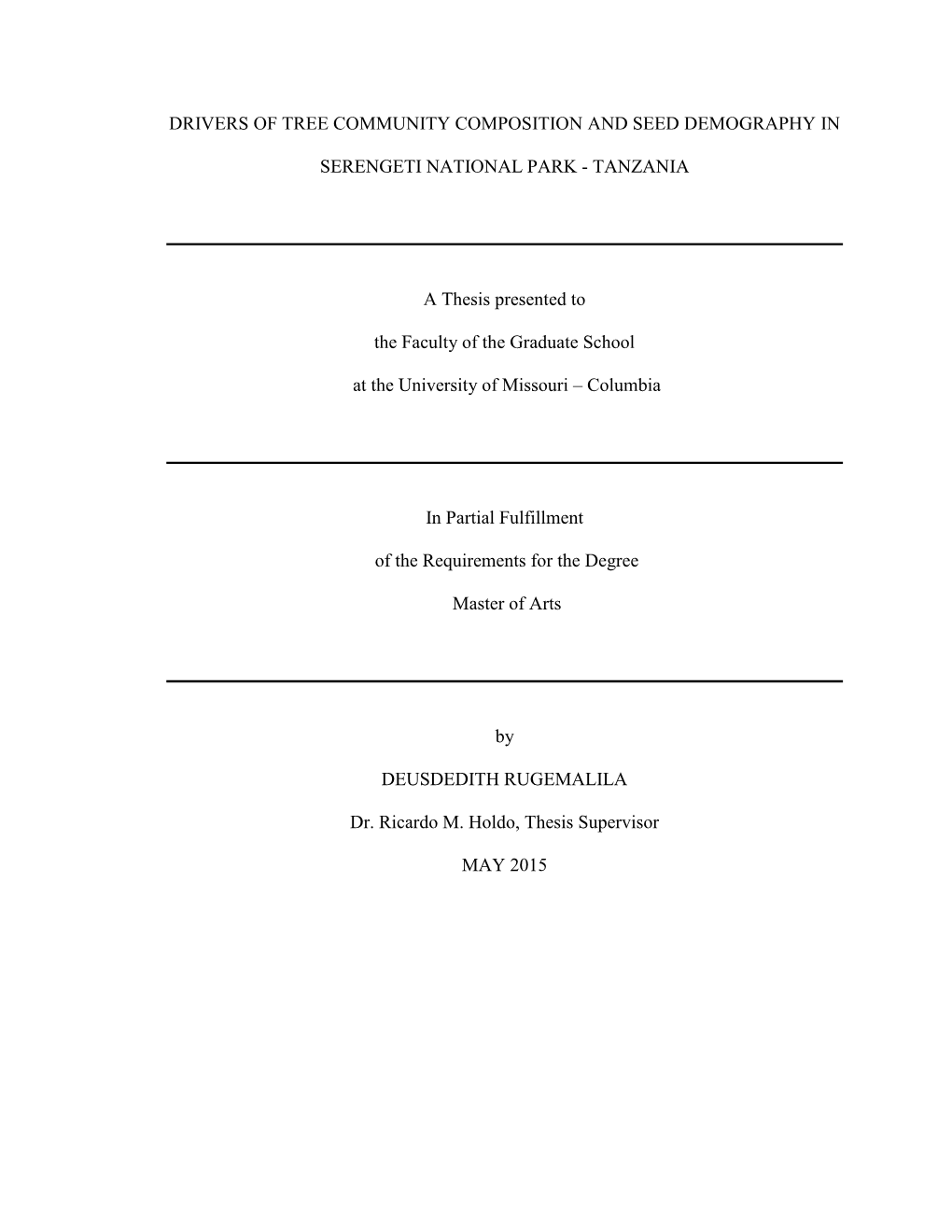 Drivers of Tree Community Composition and Seed Demography In