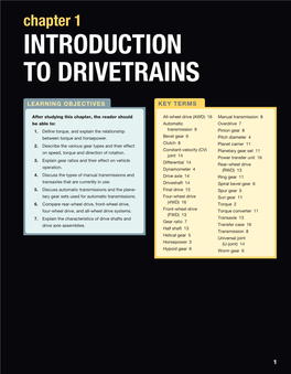 Chapter 1 INTRODUCTION to DRIVETRAINS