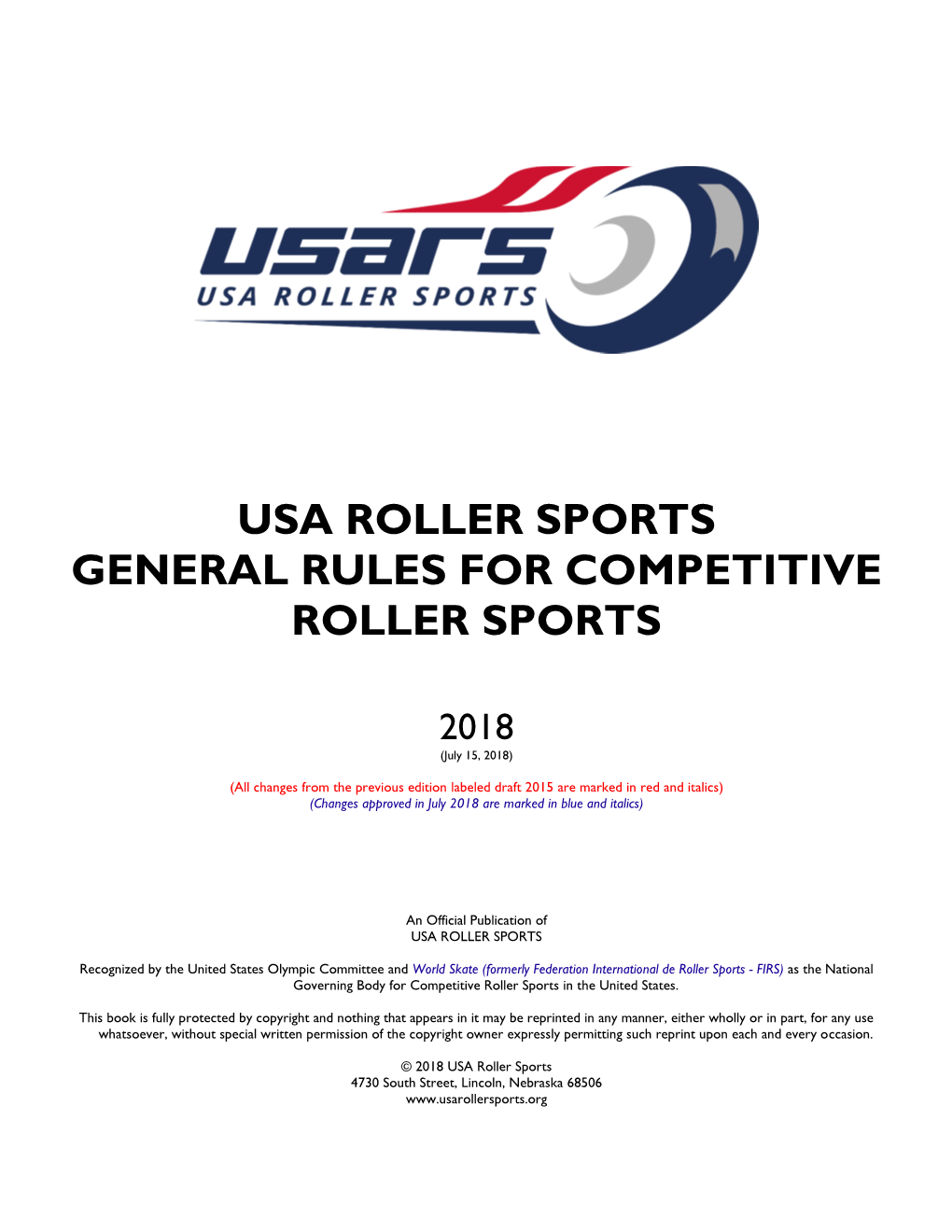 2018 USARS General Rules