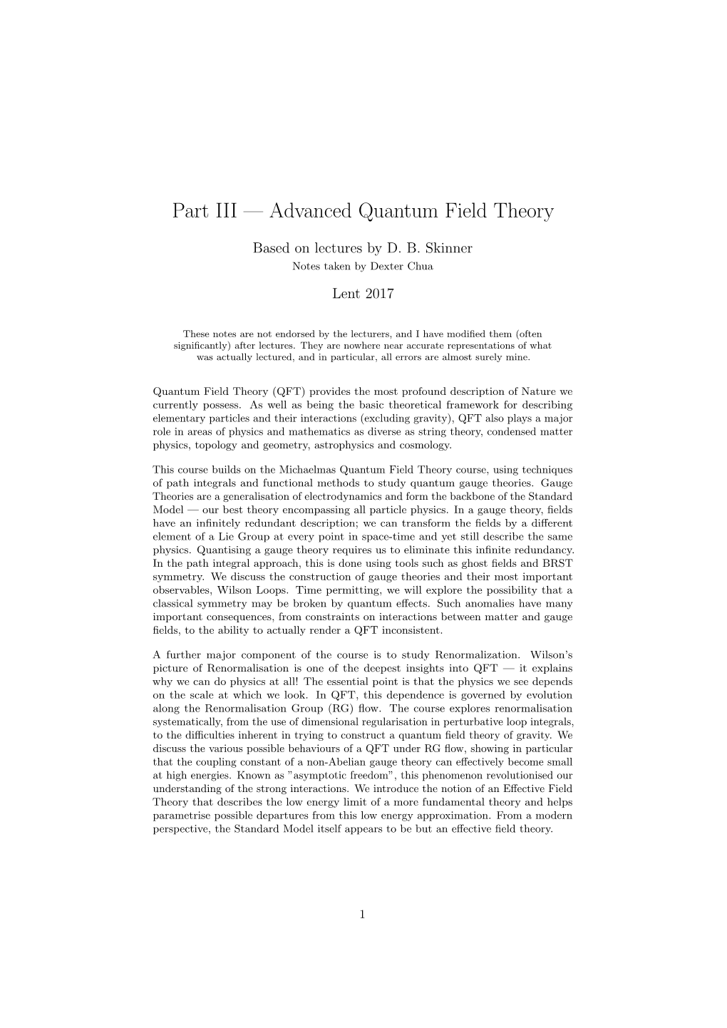 Part III — Advanced Quantum Field Theory