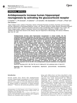 Antidepressants Increase Human Hippocampal Neurogenesis By