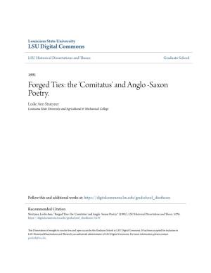 'Comitatus' and Anglo -Saxon Poetry. Leslie Ann Stratyner Louisiana State University and Agricultural & Mechanical College