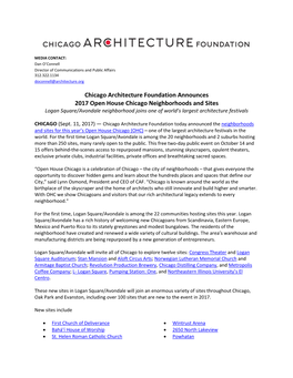 Chicago Architecture Foundation Announces 2017 Open House