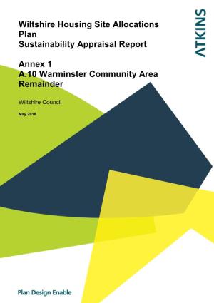 Wiltshire Housing Site Allocations Plan Sustainability Appraisal Report Annex 1 A.10 Warminster Community Area Remainder