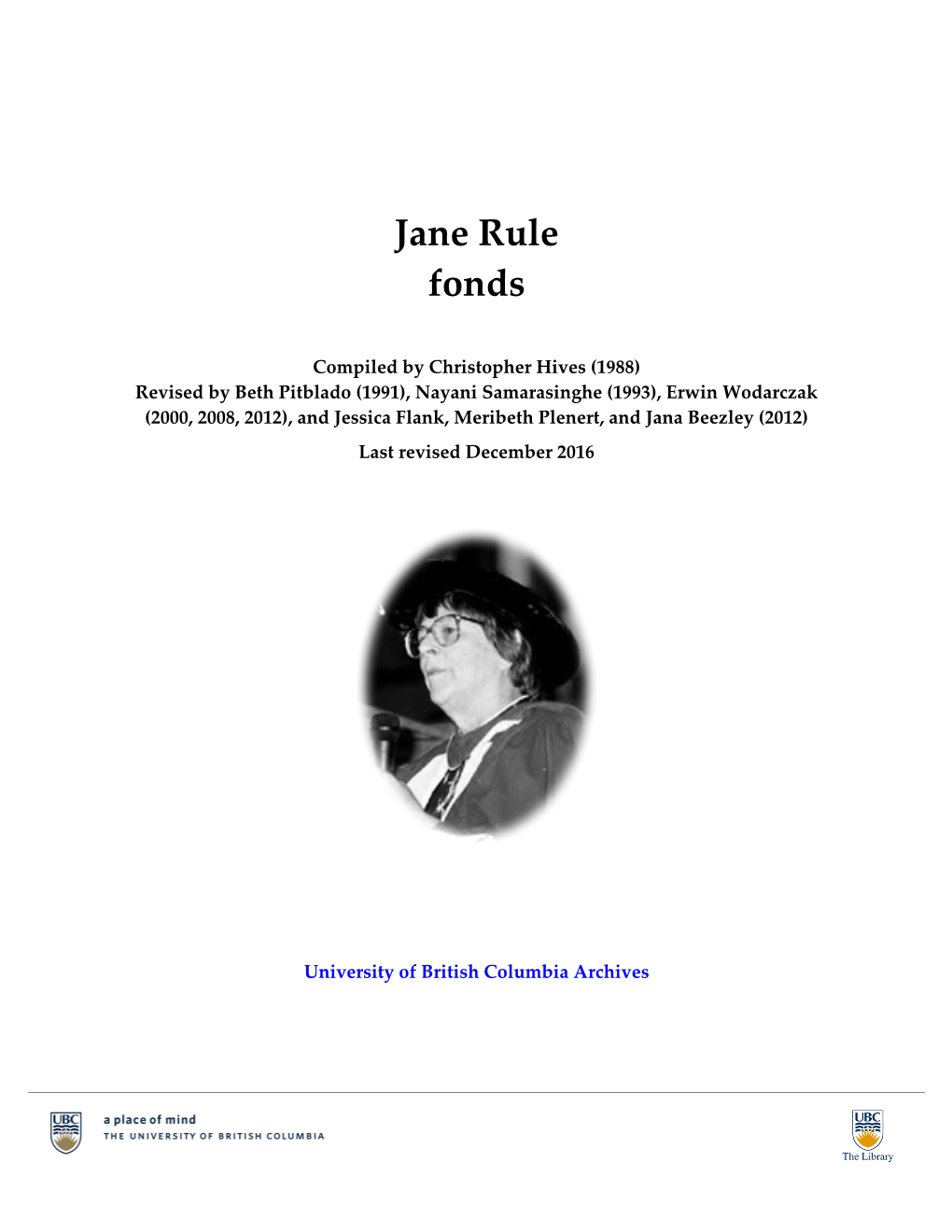 Jane Rule Fonds