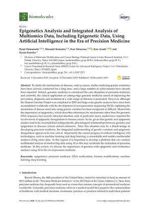 Epigenetics Analysis and Integrated Analysis of Multiomics Data, Including Epigenetic Data, Using Artiﬁcial Intelligence in the Era of Precision Medicine