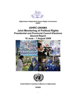 AIHRC-UNAMA Joint Monitoring of Political Rights, Presidential And