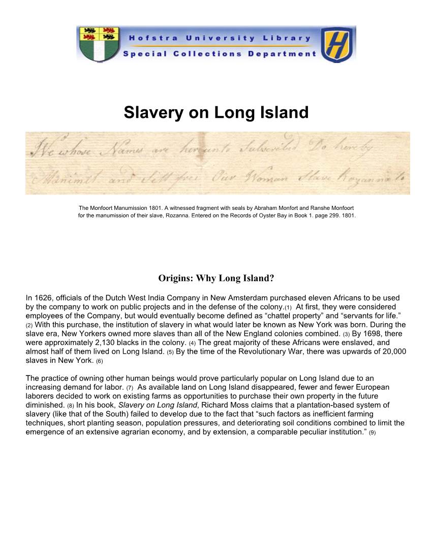 Slavery on Long Island