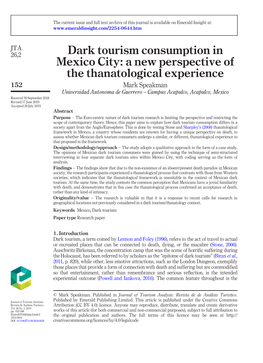 Dark Tourism Consumption in Mexico City: a New Perspective of The