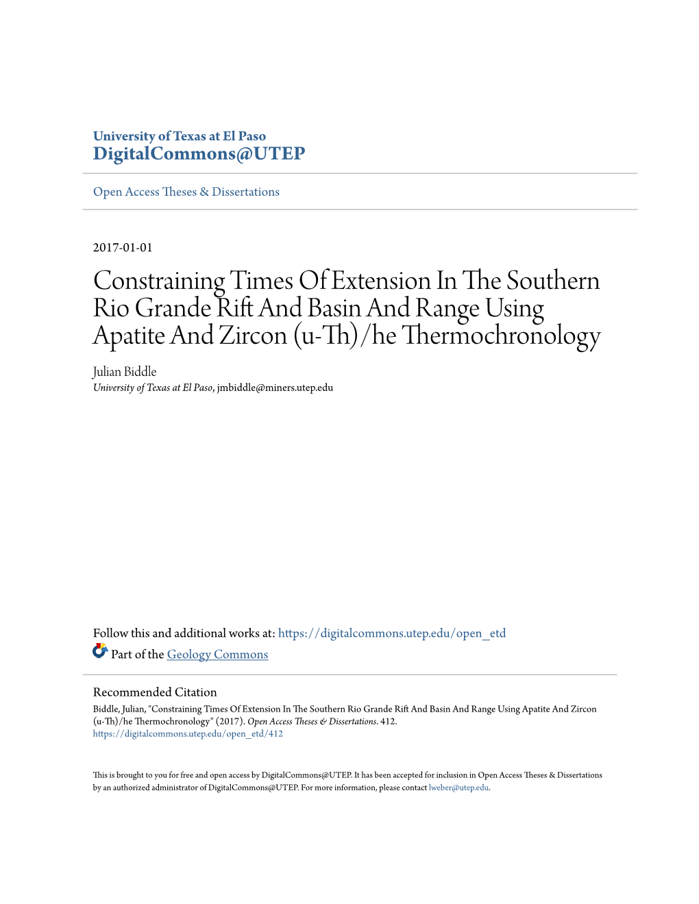 Constraining Times of Extension in The