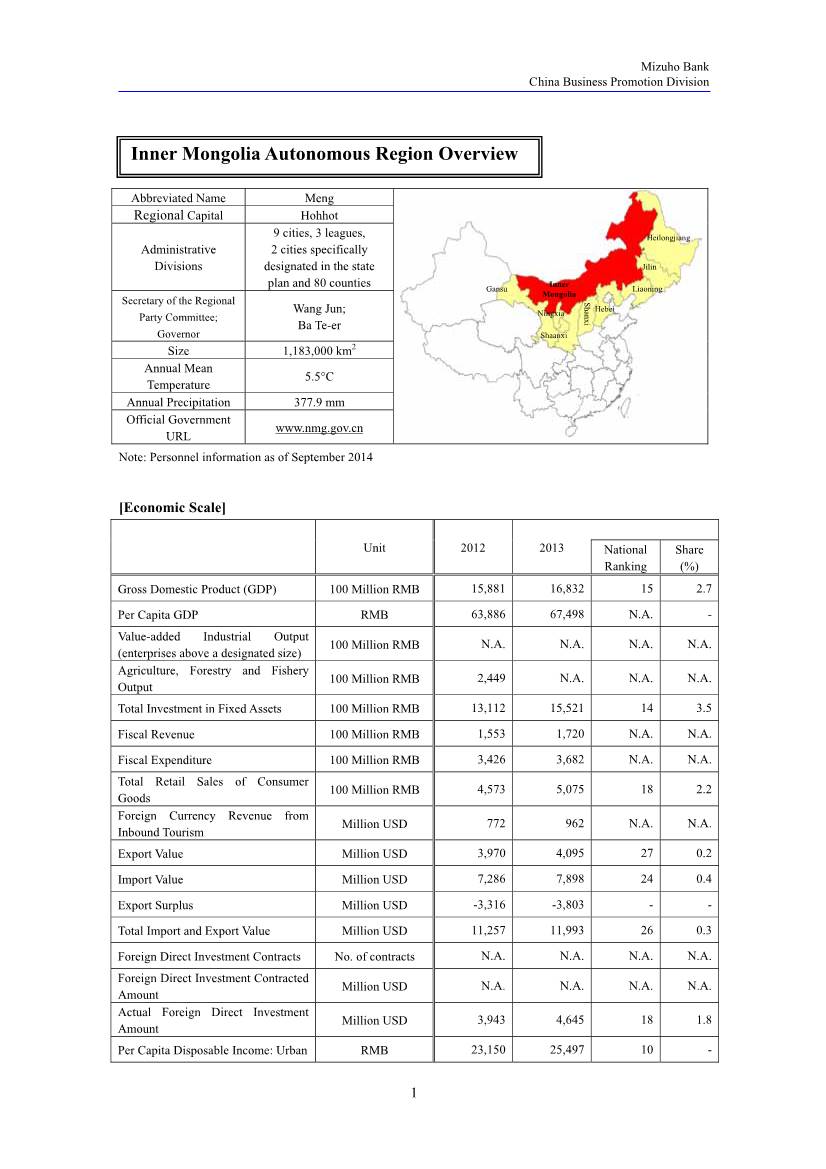 Inner Mongolia Autonomous Region Overview