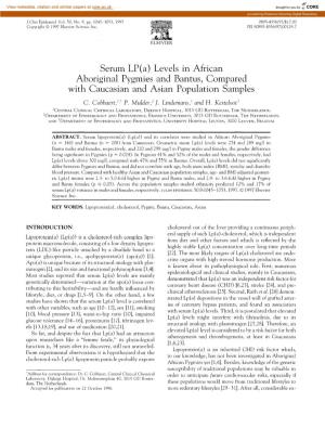 Levels in African Aboriginal Pygmies and Bantus, Compared with Caucasian and Asian Population Samples