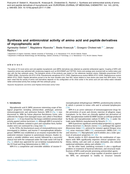 Synthesis and Antimicrobial Activity of Amino Acid and Peptide Derivatives of Mycophenolic Acid
