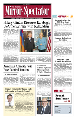 Hillary Clinton Discusses Karabagh