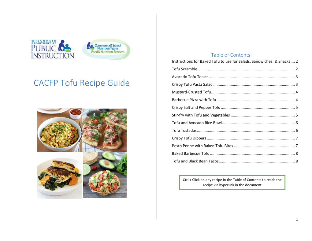 CACFP Tofu Recipe Guide Crispy Tofu Pasta Salad