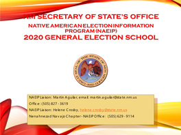 NM Secretary of State's Office Native American Election Information Program (NAEIP)